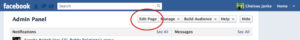edit page button for facebook admin