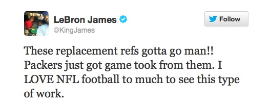 LeBron tweets about NFL refs