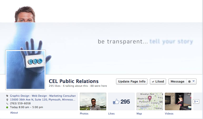 CEL campaign branded Facebook page