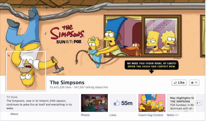 The Simpsons, Facebook cover photo