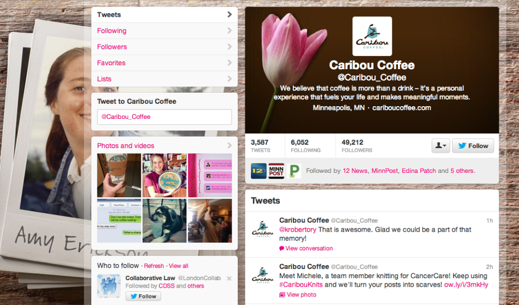 Caribou Coffee Twitter Page