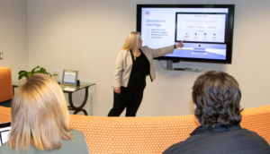 training at big tv monitor in the CEL office