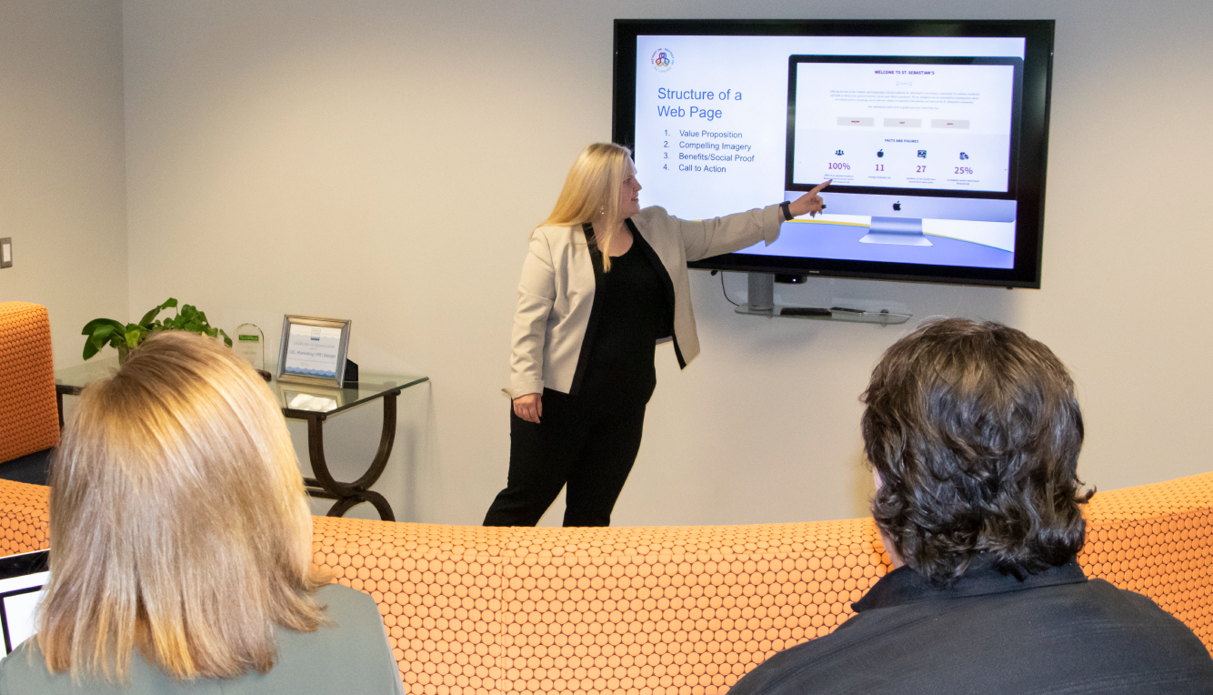 training at big tv monitor in the CEL office