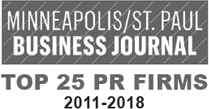 MSPBusJLogo Minneapolis/St. Paul Business Journal - 2011-2018 Top 25 PR Firms Logo