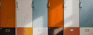 multicolored school lockers