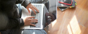 person working from home on laptop
