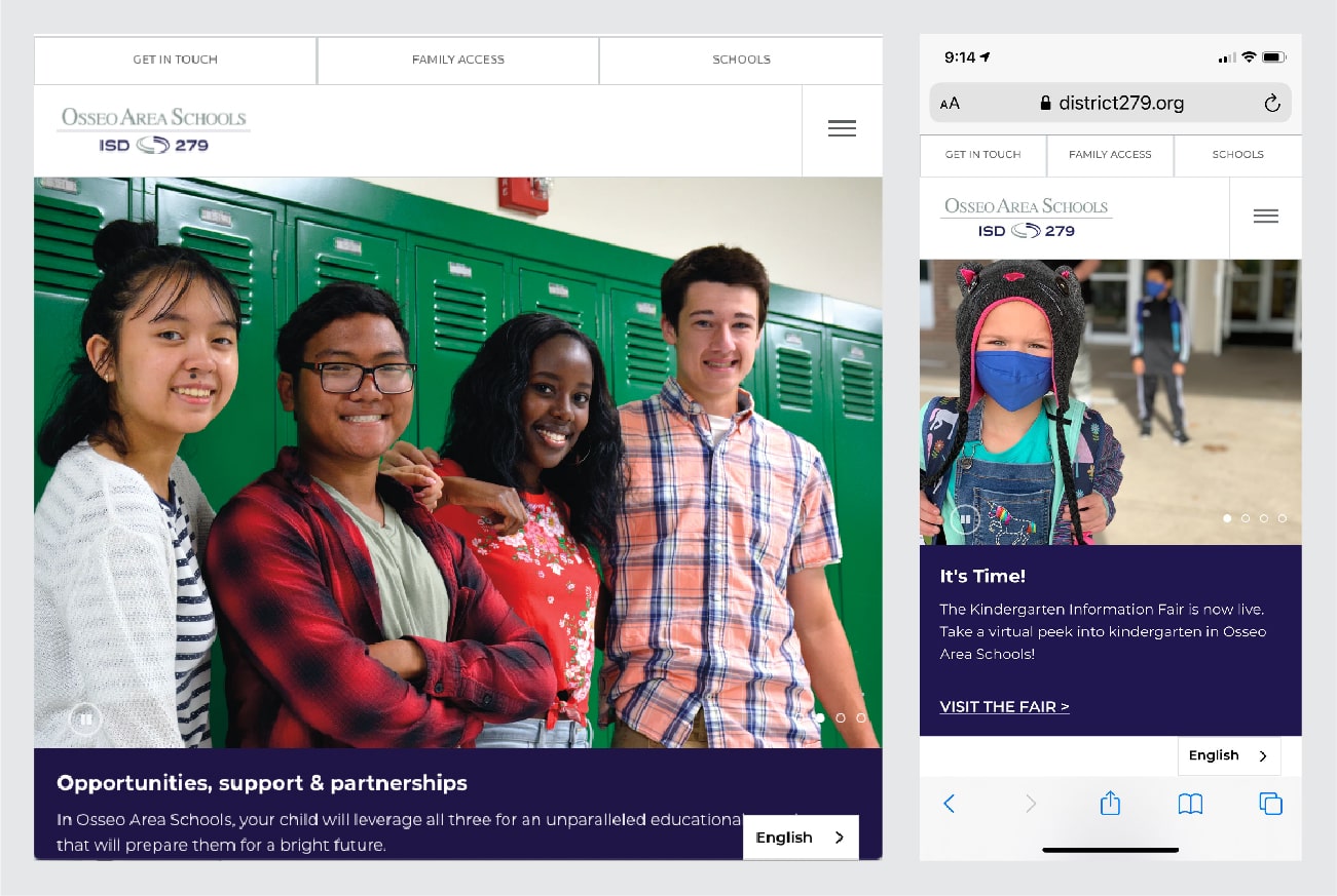 Osseo Area Schools Website Screenshots