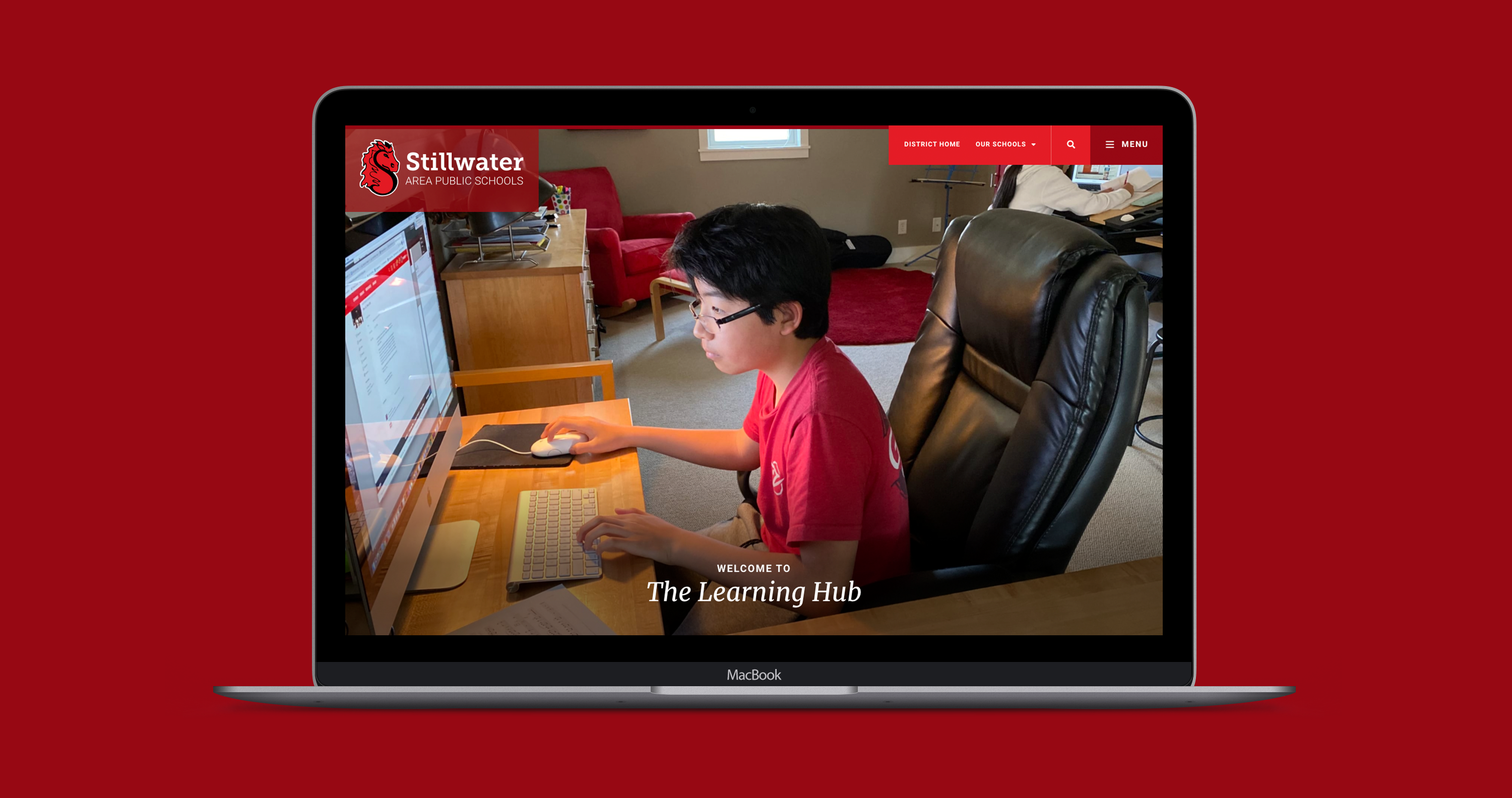 stillwater learning hub homepage on laptop