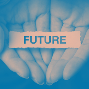 "Future" typed on paper being held by cupped hands