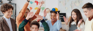 A group of students laughing