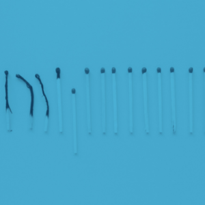 A line of matches. Some are burned