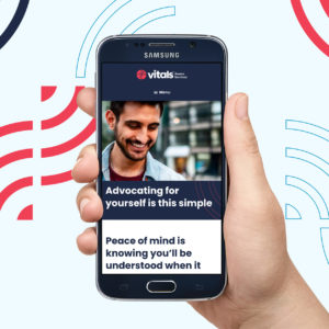 Vitals Aware Services website on mobile phone