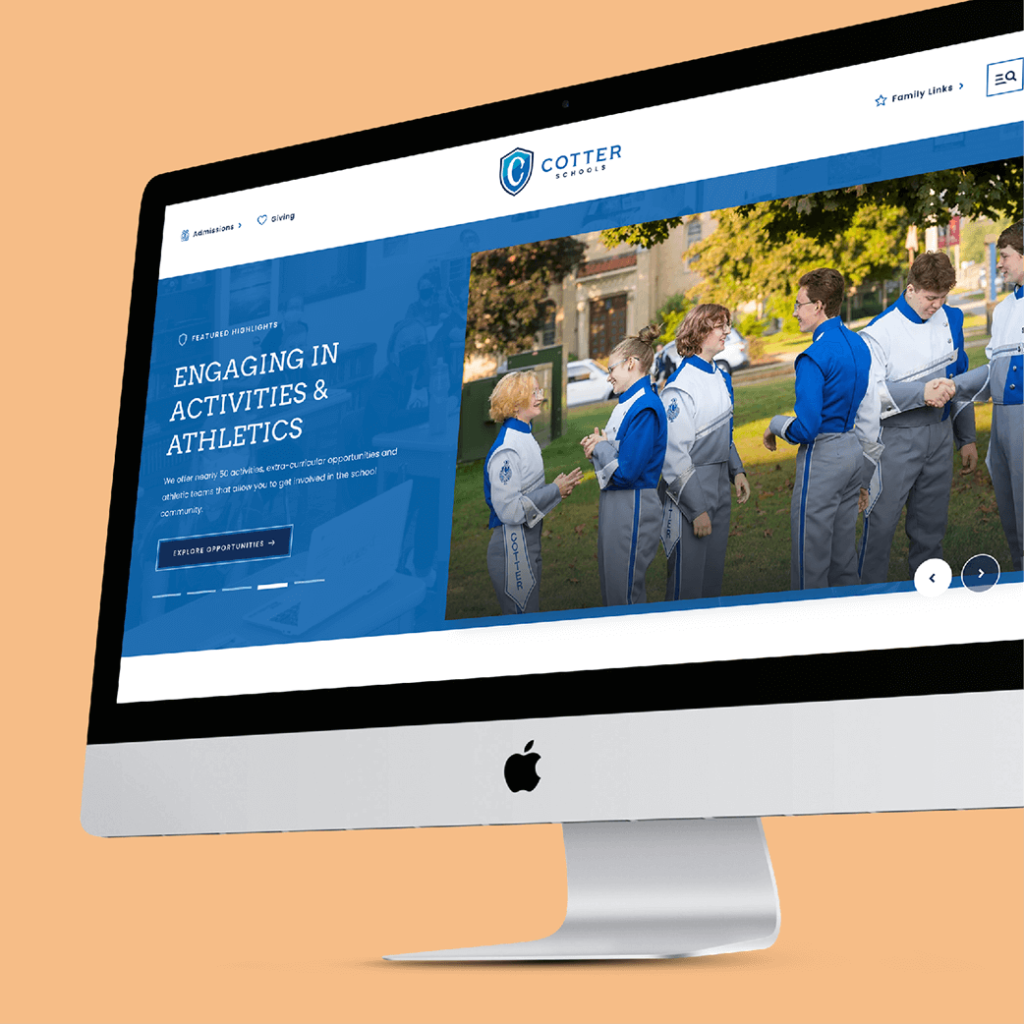 cotter schools website homepage on imac