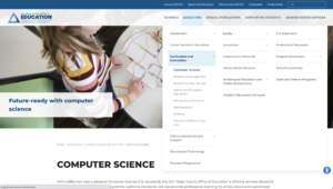 menu of the sdcoe site