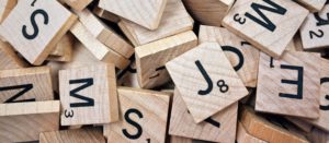 Pile of scrabble tiles