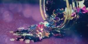 Jar full of star foil confetti
