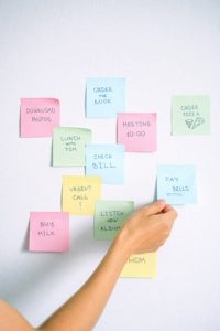 sticky notes on wall