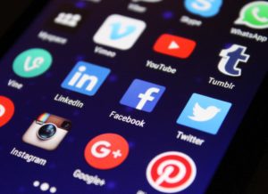 Social Media icons on a phone
