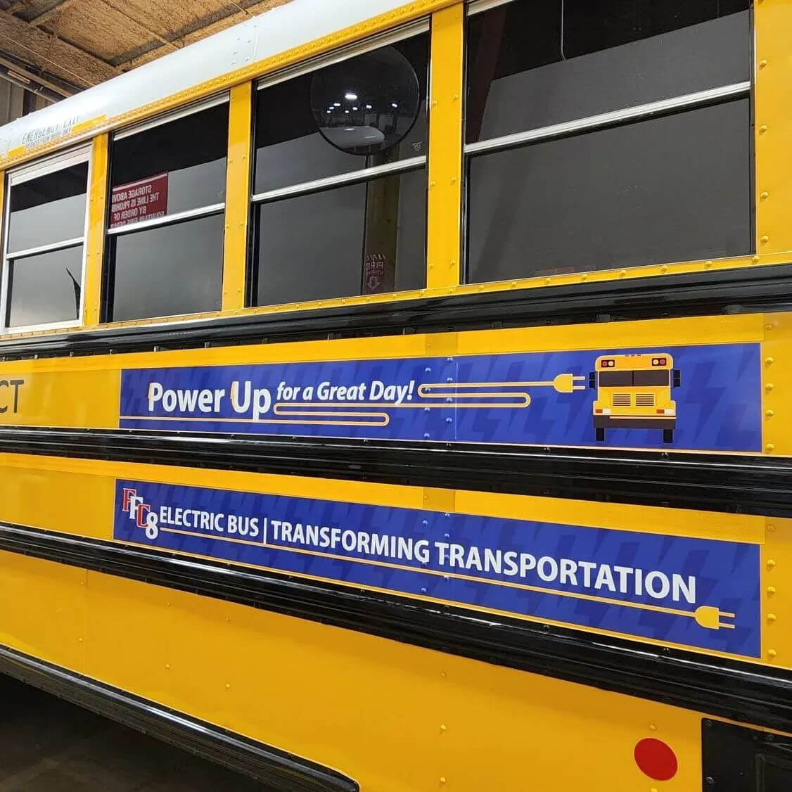 ffc8 electric bus transforming transportation side decals power up for a great day