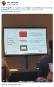Interesting idea to use posts and categories to create a course planning guide! #FinalsiteUniversity @chelseajanke @JoshuaTSauer @andrewahagen @Finalsite