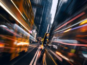 busy downtown city street
