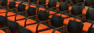 empty rows of chairs