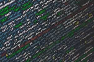 Screen showing website markup code