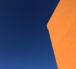 Orange and blue decorative banner