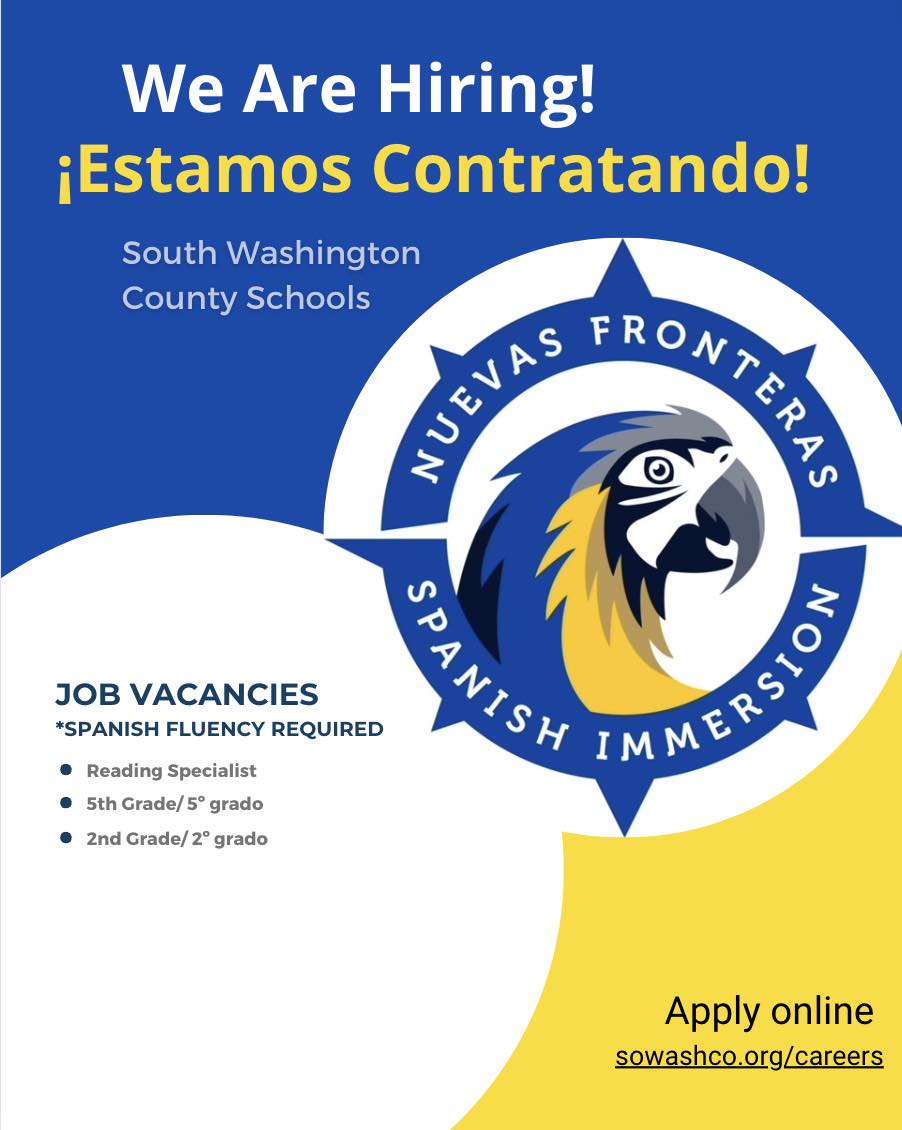 job vacancies poster for nuevas fronteras spanish immersion school