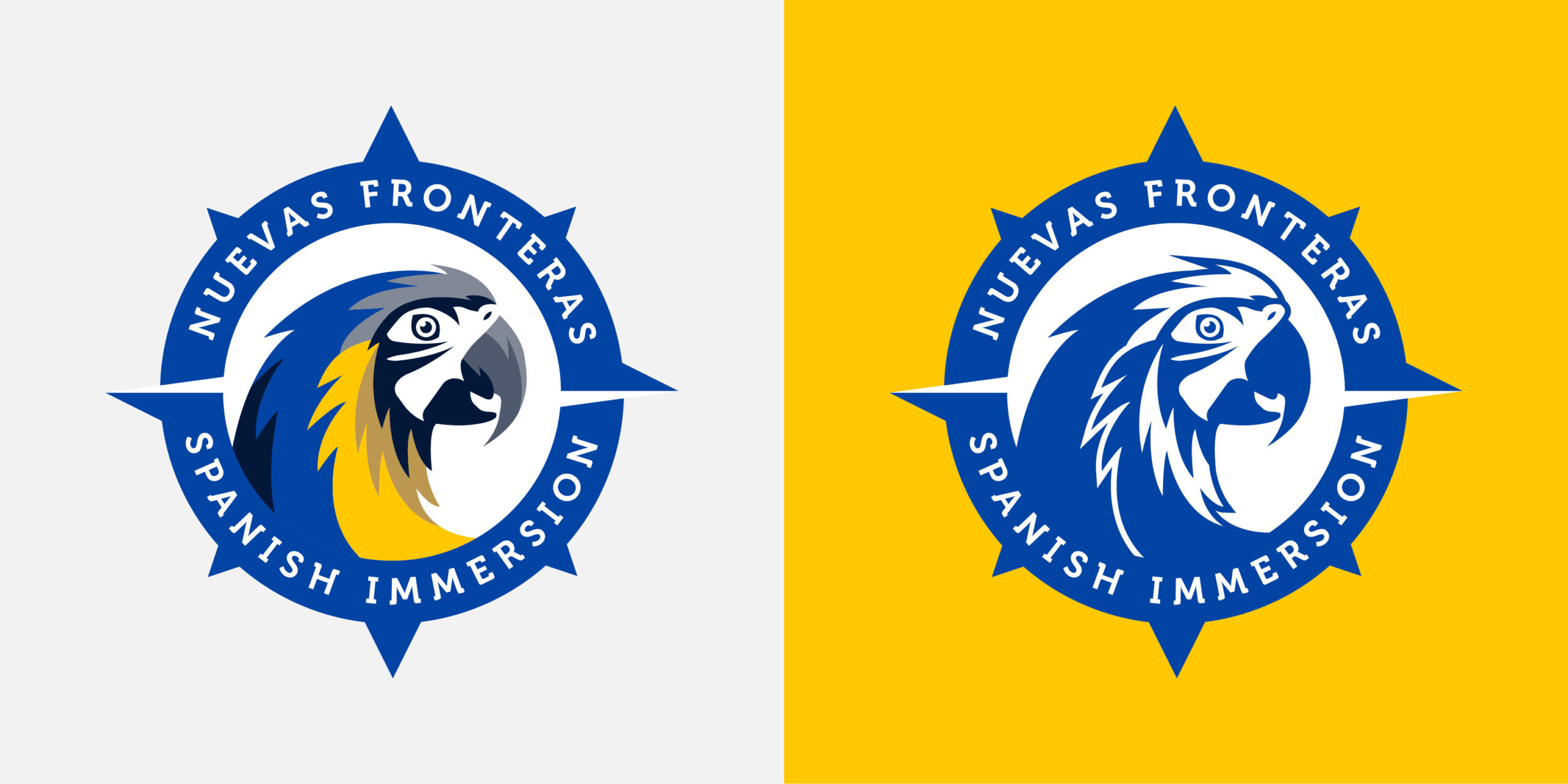 new nuevas fronteras spanish immersion mascot logo parrot