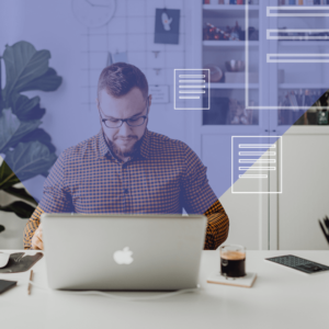 Man at laptop with many email and letter notifications
