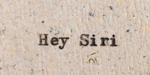 Hey Siri printed on natural cardstock