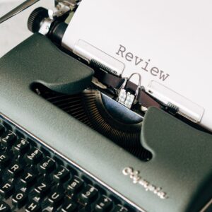 Typewriter with year in review page