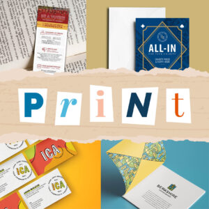 a collage of print examples with the word Print in different fonts in the middle