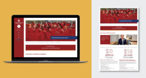 website landing page with information