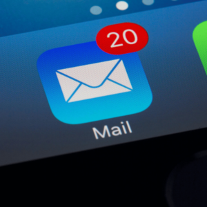 iOS mail icon showing 20 unread emails