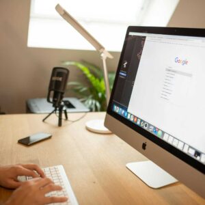 Person searching Google Extensions in Chrome
