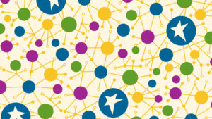 colorful background texture of a molecular connecting science part of the logo