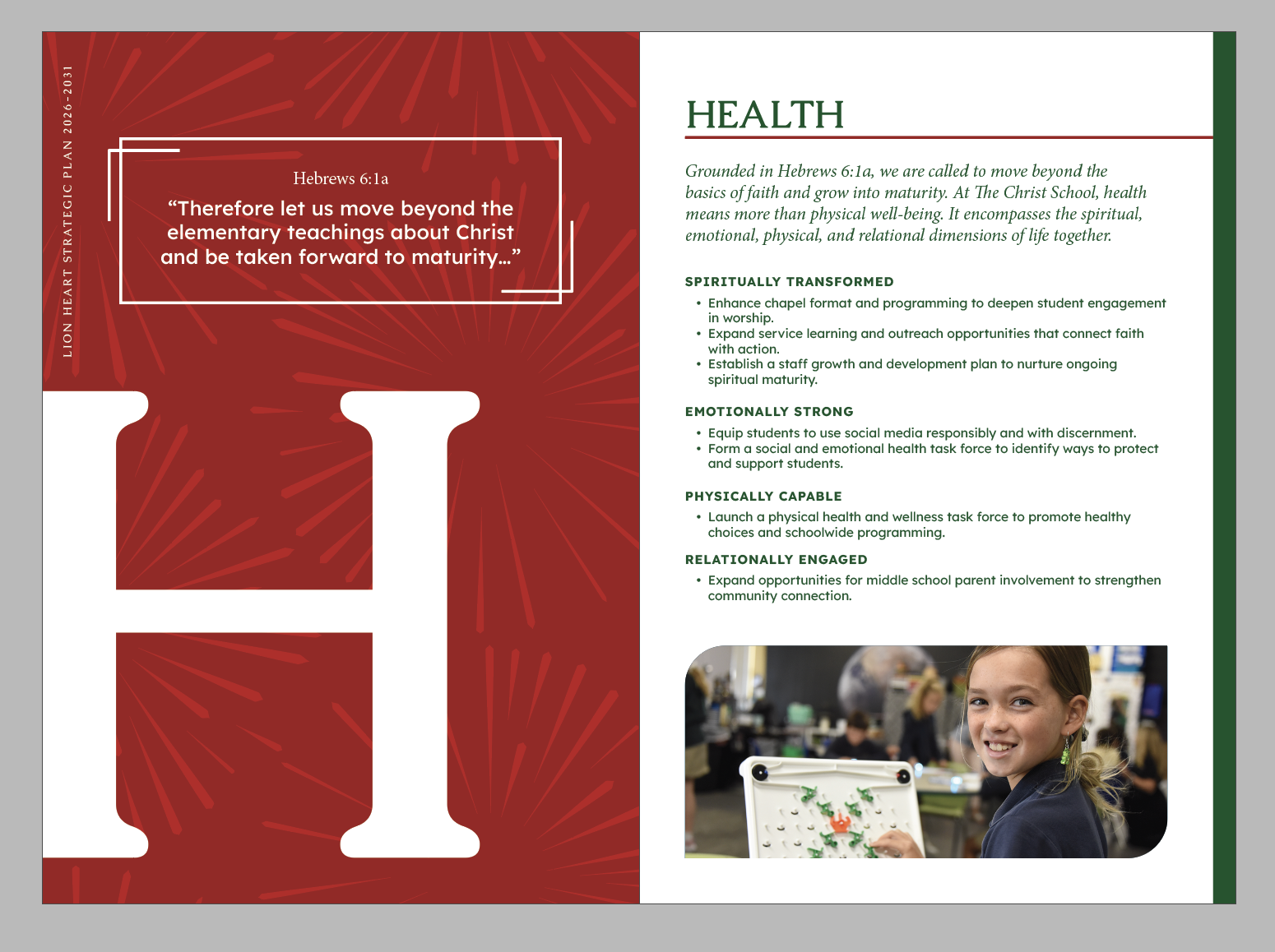 TCS handbook health page showing color pattern usage