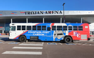 Fountain Fort Carson Trojan bus wrap