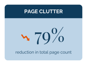Page clutter equals 79% reduction in total page count