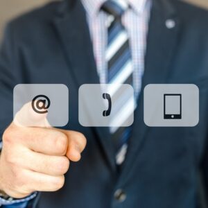 Finger selecting buttons like phone, message, or email