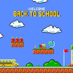 An 8-bit video game style school website
