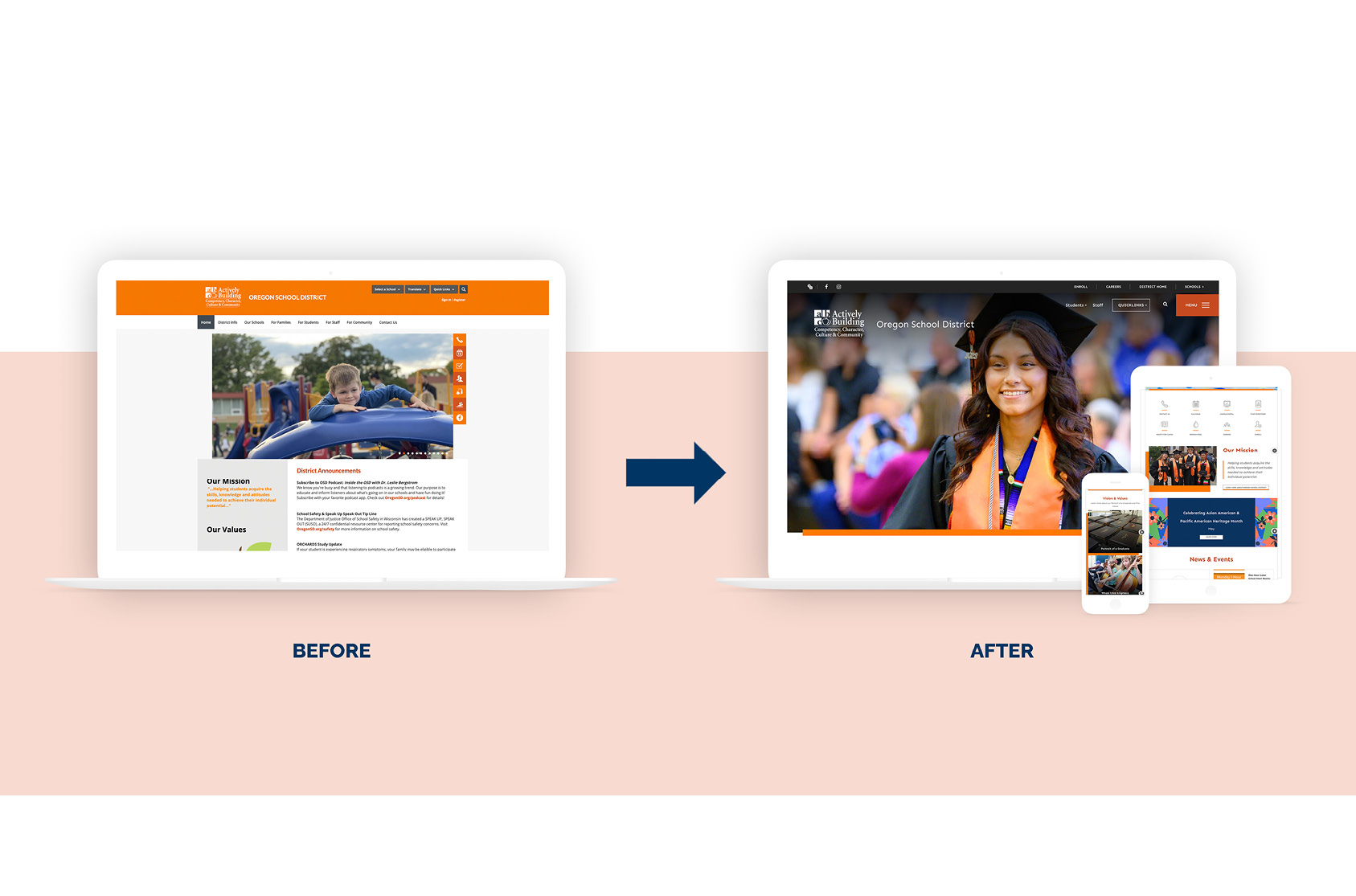 OregonSD_Before-After Oregon School District's Website - Before and After