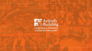 Oregon School District logo on orange pattern