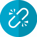 broken link icon on blue circle background