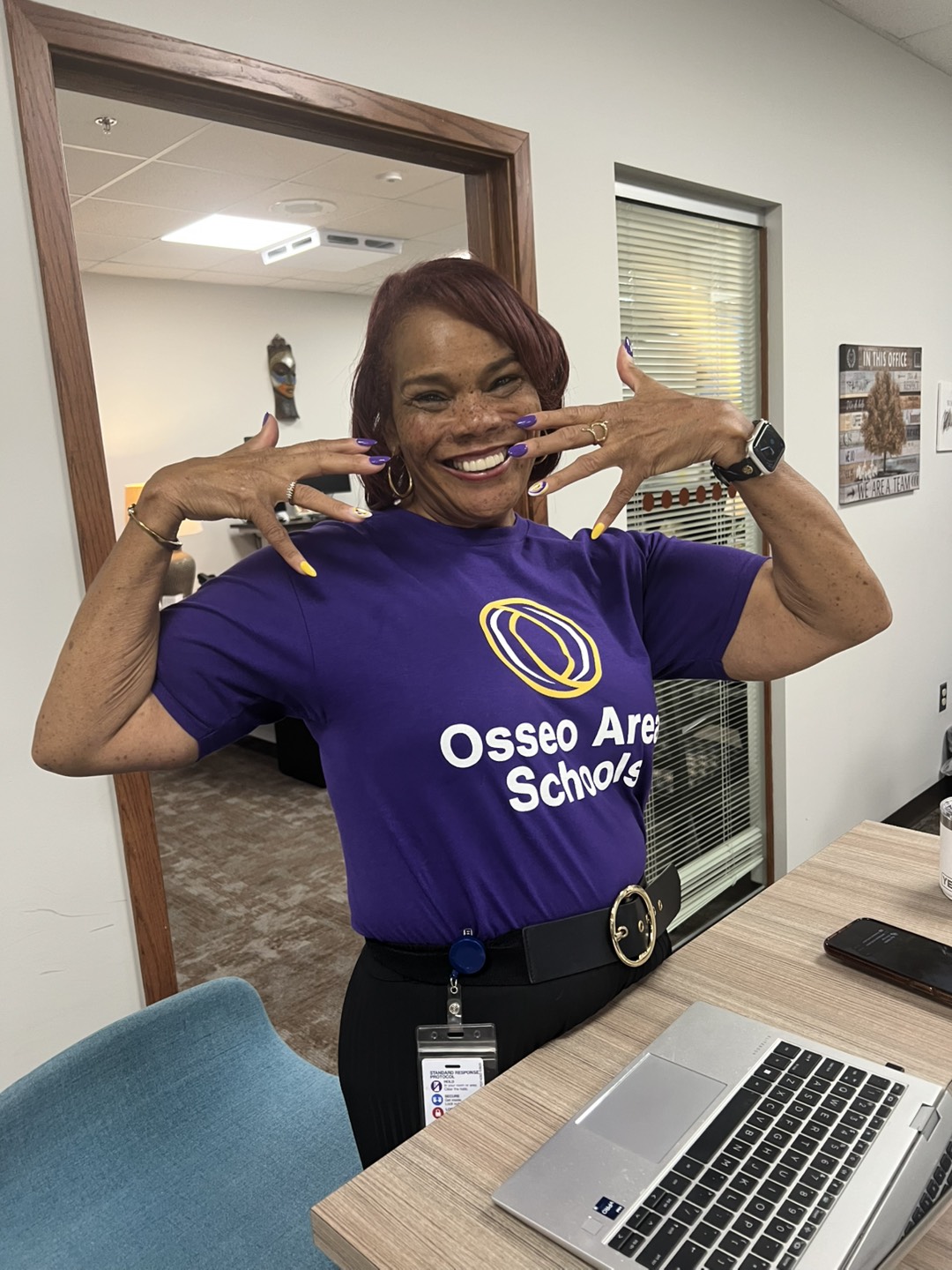 Dr. Kim Hiel in Spirit Gear and new school colors