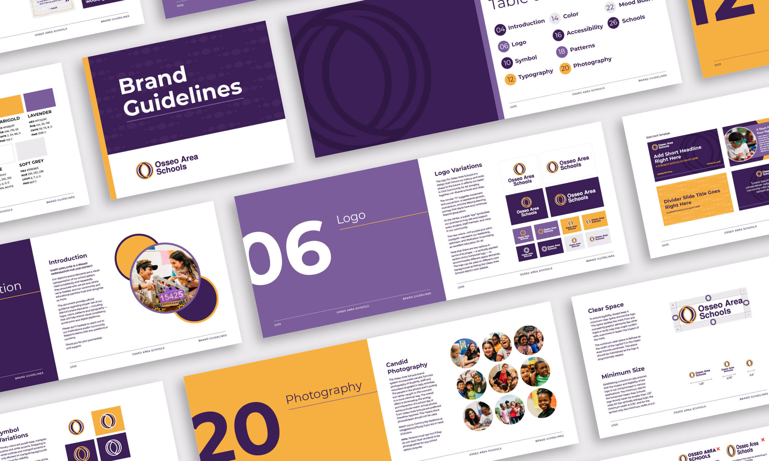 Osseo Area Schools brand guidelines spread