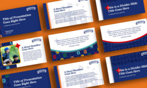 Slide deck mockup on orange background