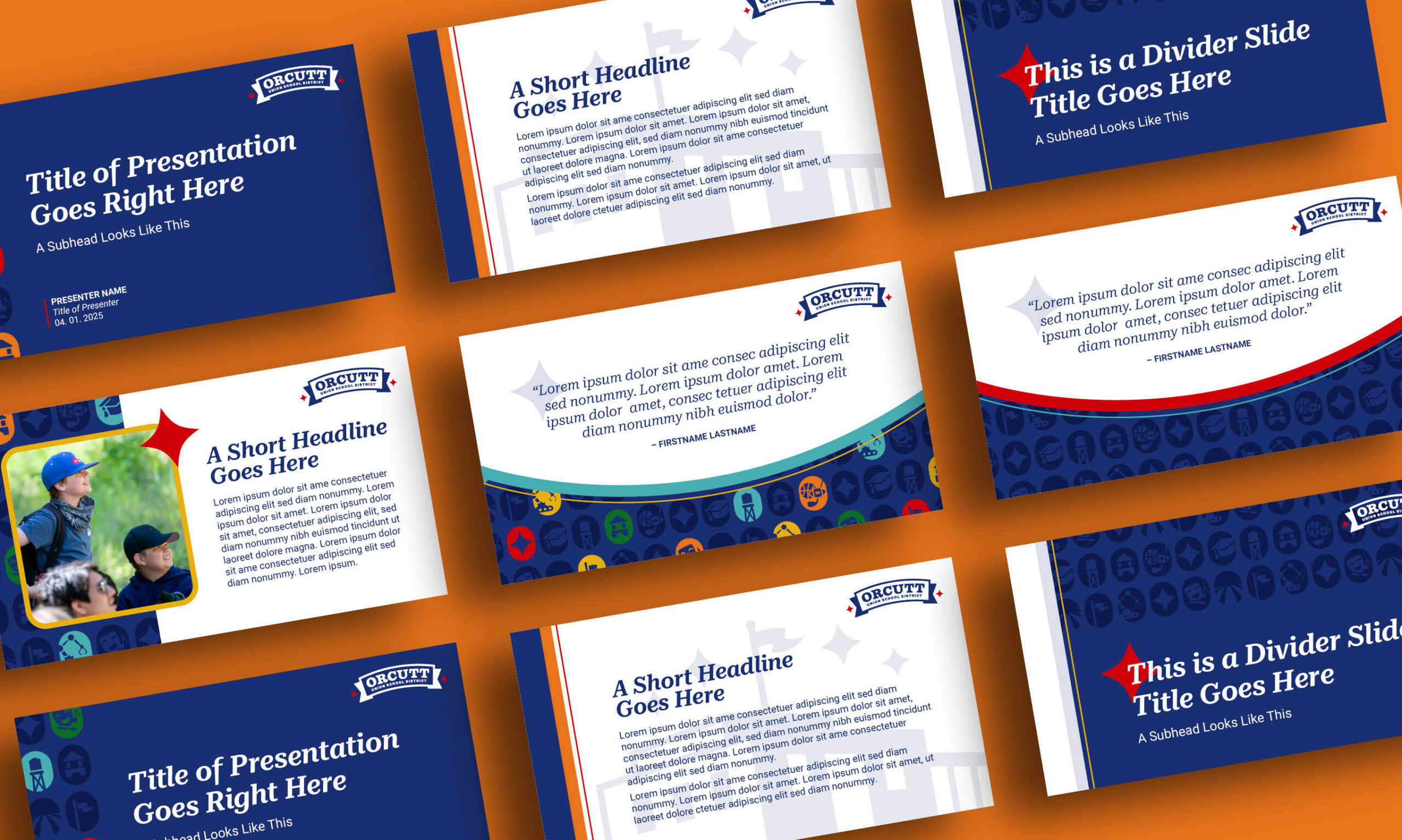 Slide deck mockup on orange background